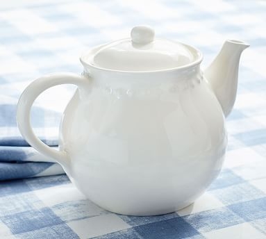 Emma Beaded Stoneware Teapot - True White - Image 1
