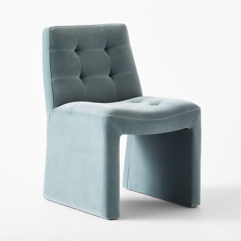 Hank Tufted Light Blue Velvet Dining Chair Set of 4 - Image 6