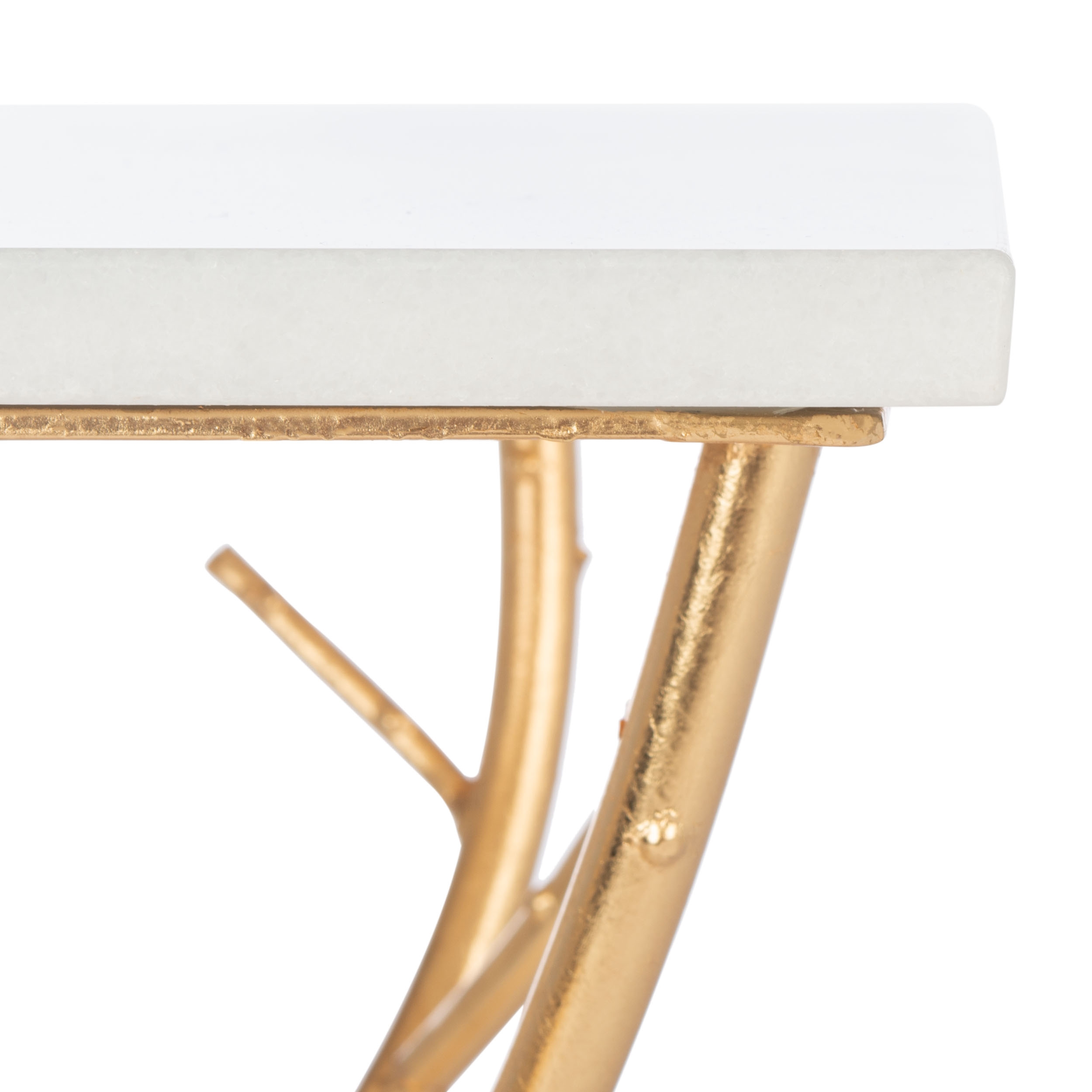 Alexa Mabrle Top Accent Table - White/Gold - Safavieh - Image 1