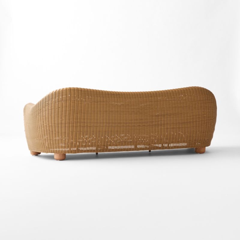 Bacio 86" Light Brown All-Weather Rattan Outdoor Sofa With White Sunbrella® Cushions - Image 5