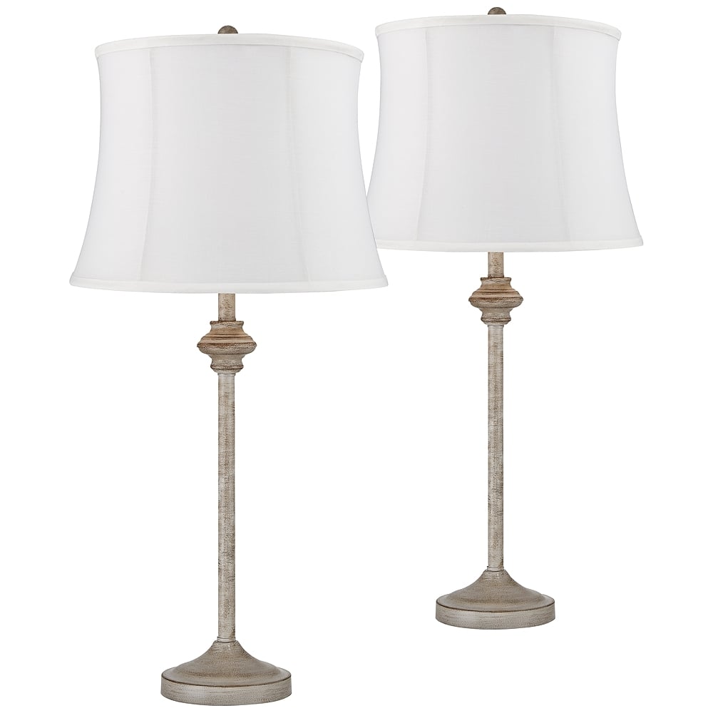 360 Lighting Lynn 26" High Beige and White Buffet Lamps Set of 2 - Image 0