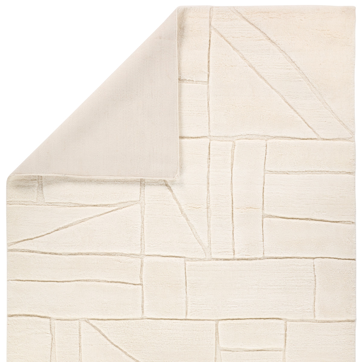 Jamun AME03 Handknotted Geometric White Area Rug (6'x9') - Image 2