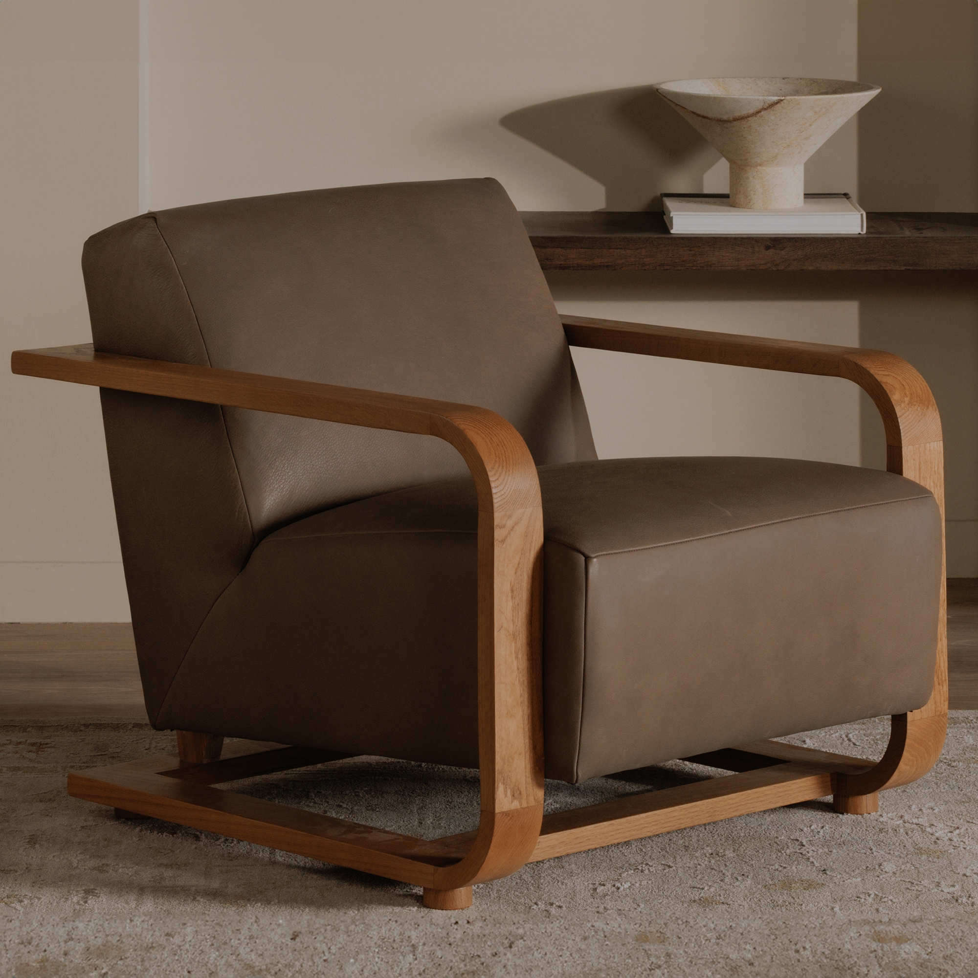 Eckersley Lounge Chair Cool Brown Leather - Image 6