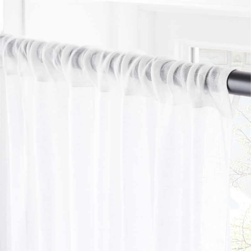 White Linen Sheer Window Curtain Panel 48"x84" - Image 2