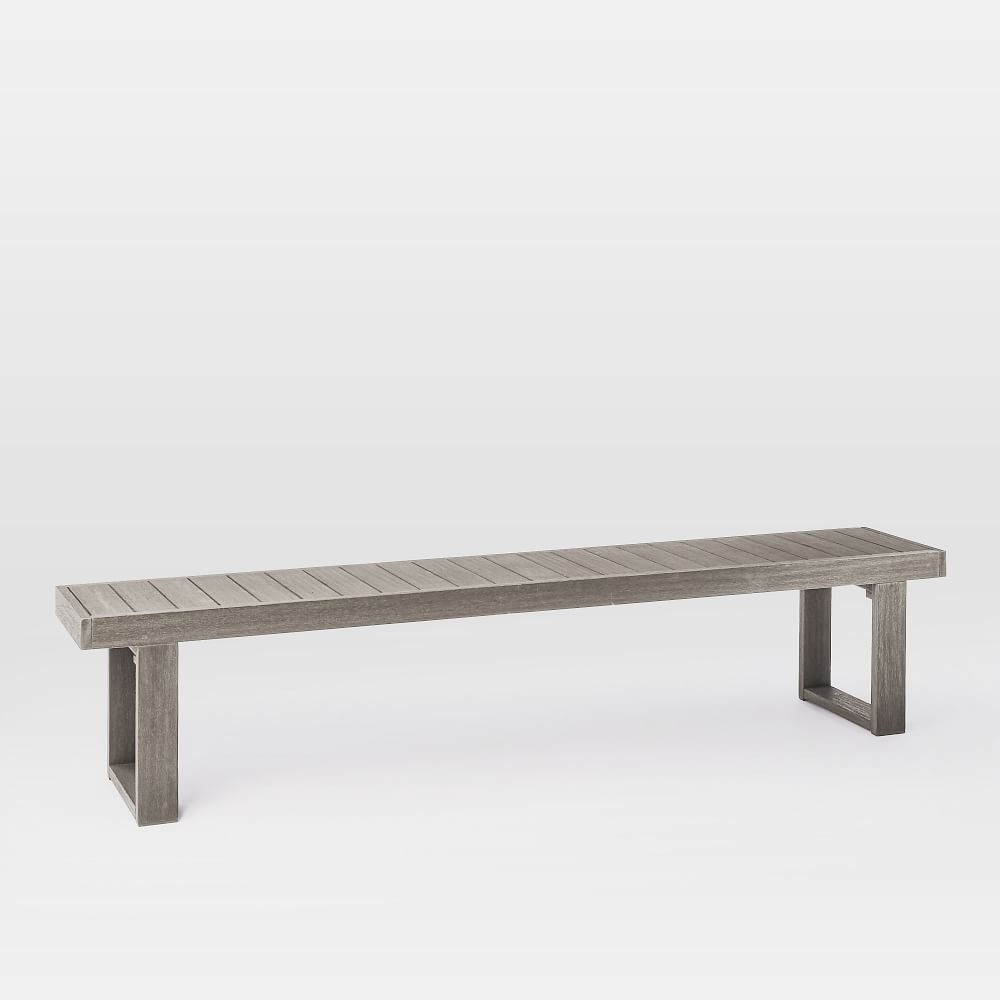 Portside Outdoor Dining Bench, 88.5", Weathered Gray - Image 0
