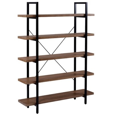 Large Open Bookcase Vintage Industrial Style Bookshelf Wood And Metal Frame Bookcase Display Rack And Storage Organizer For Home Office - Image 0