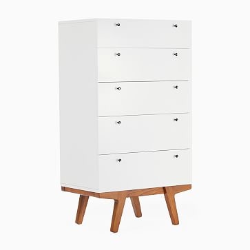 Modern 5 Drawer Dresser, White Lacquer - Image 2