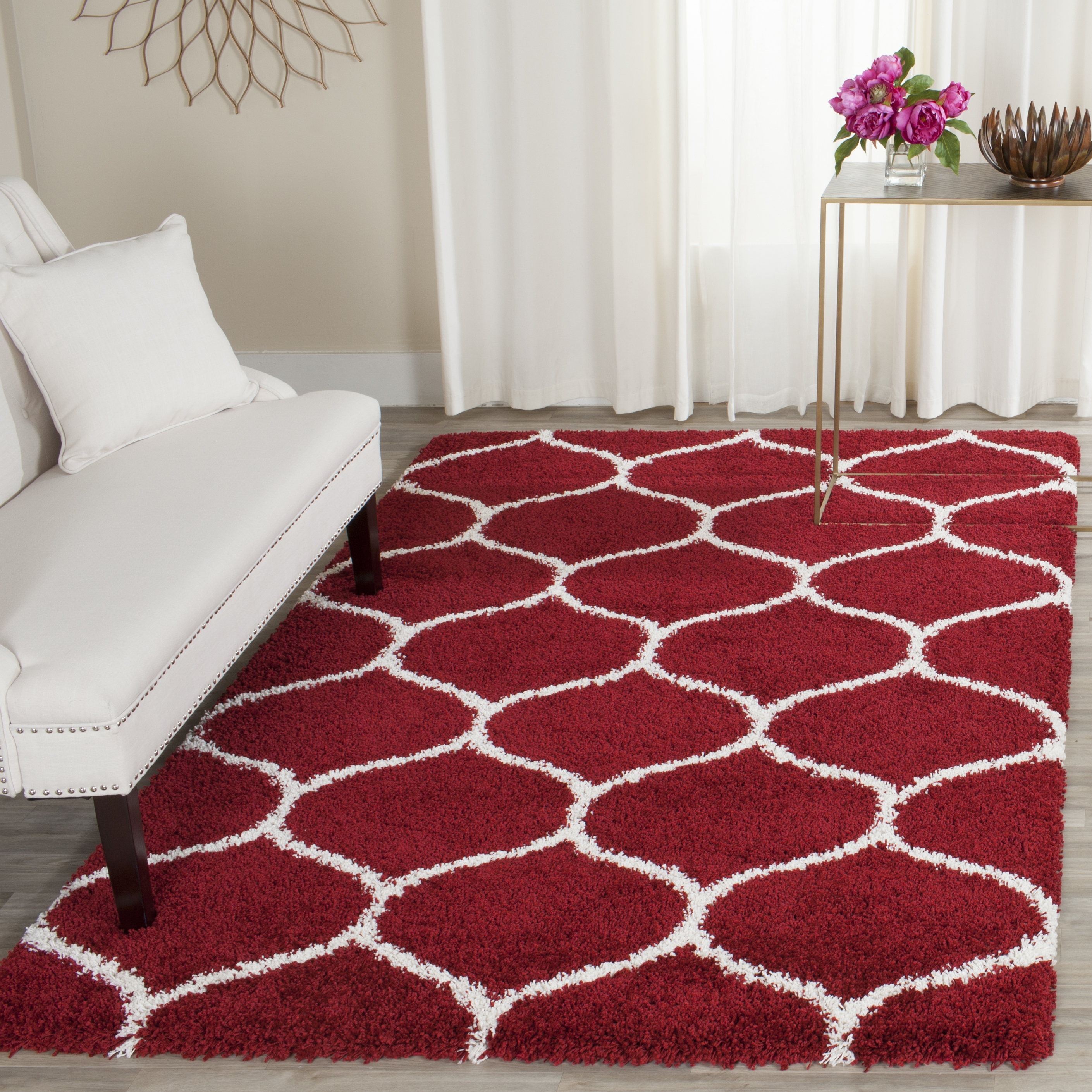 Arlo Home Woven Area Rug, SGH280R, Red/Ivory,  5' 1" X 7' 6" - Image 1