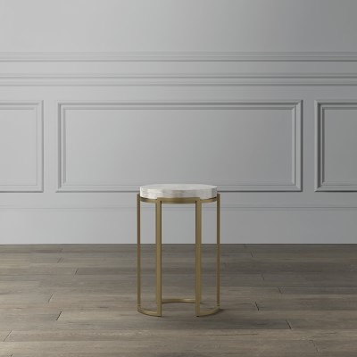 Lago Accent Table. Acrylic, Clear, Antique Brass - Image 4