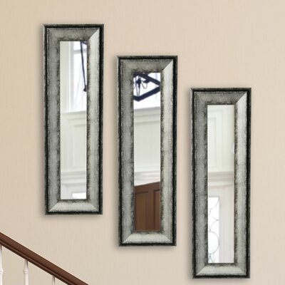 3 Piece Charcoal Panel Modern & Contemporary Distressed Mirror Set - Image 0