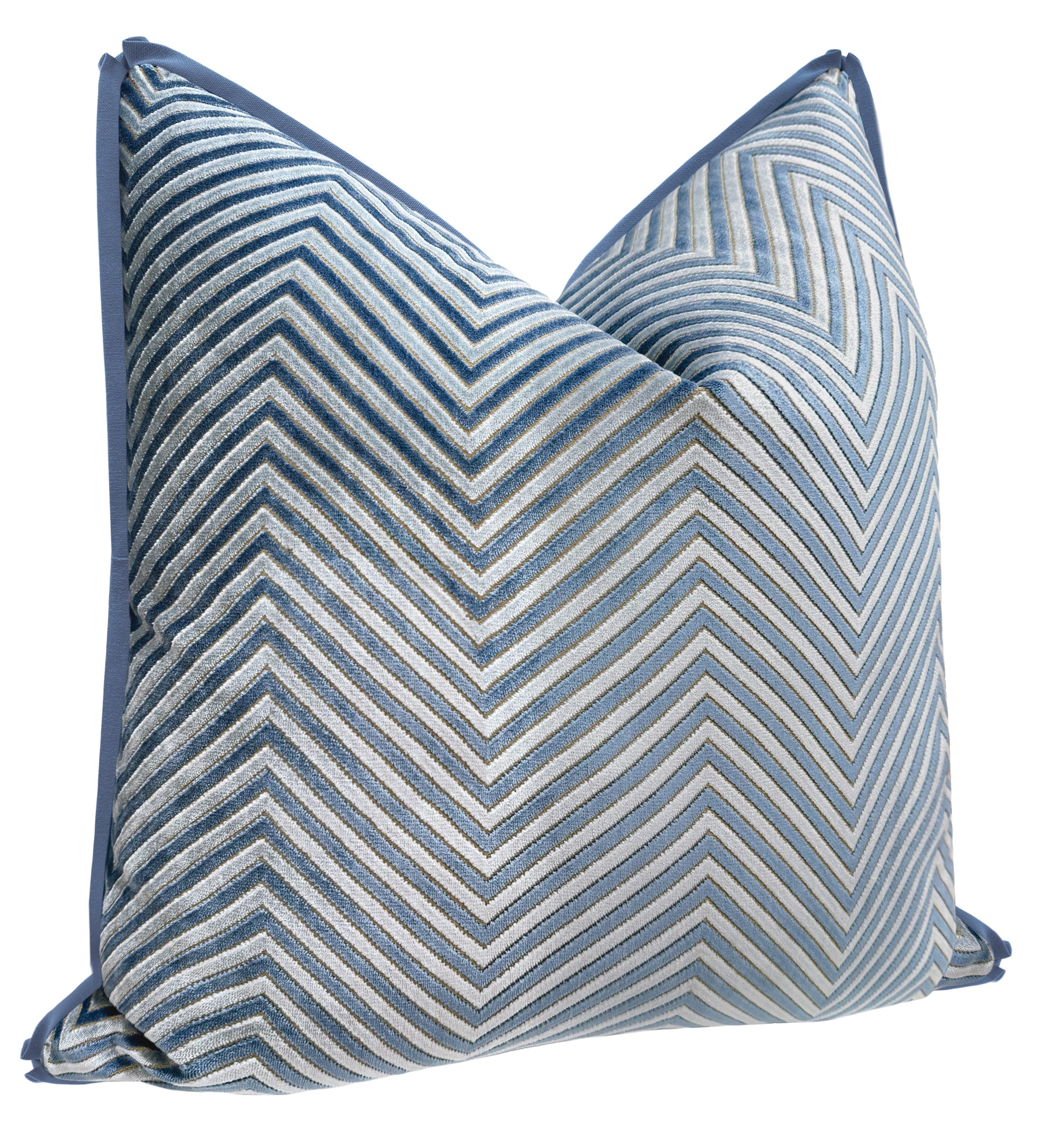 ZARA CUT VELVET // CAPRI BLUE | LDC - 20" X 20" / BUTTERFLY FLANGE / Capri Blue - Image 1