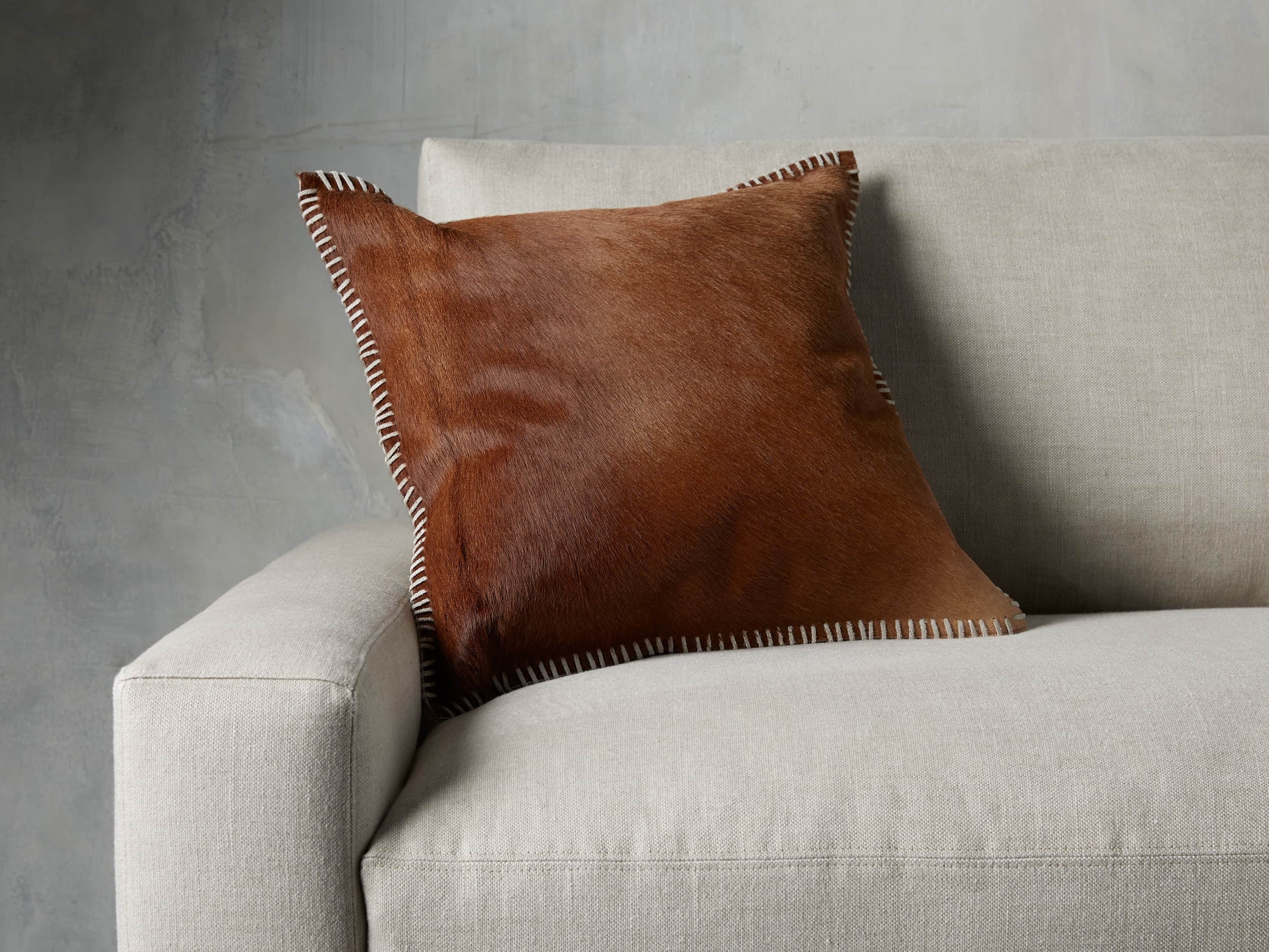 Whipstitch Pillow in Brown Hide - Image 0