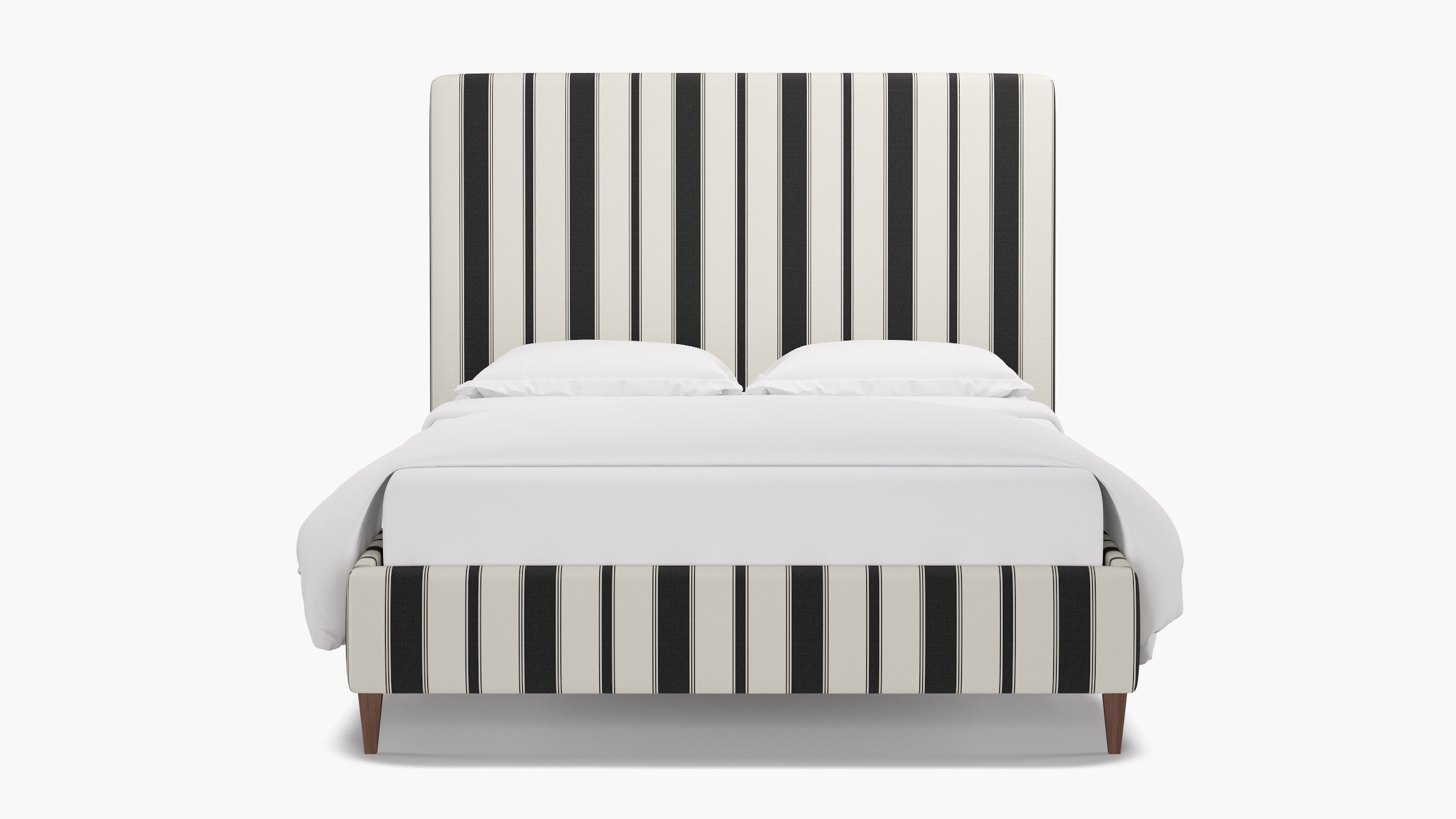 Classic Bed, Ink Clarence Stripe, Walnut Square Tapered Leg, Twin - Image 0