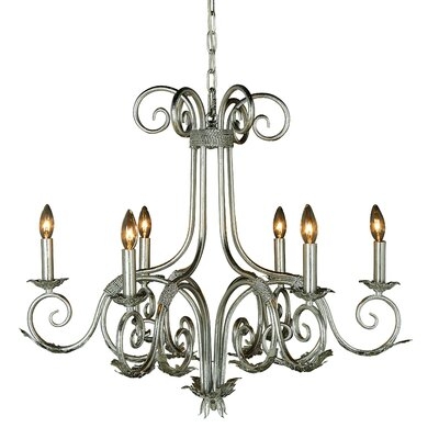 Scroll 6 - Light Candle Style Classic Chandelier with Wrought Iron Accent - Image 0