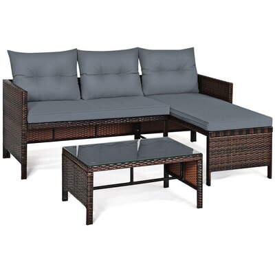 Deandrey Patio 3 Piece Rattan Sofa Seating Group with Cushions - Image 0