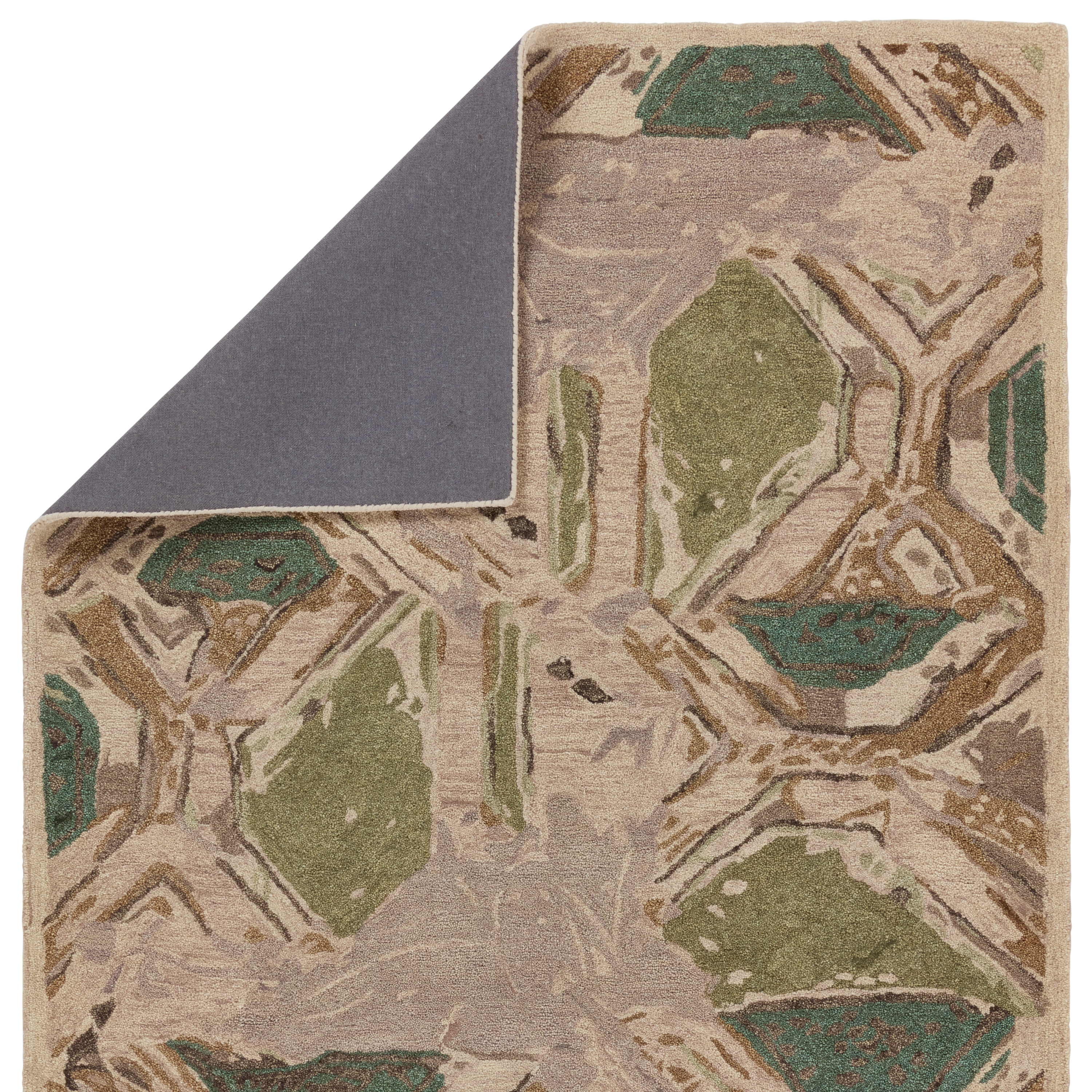 Zoe Bios By Orto Botanica HNC02 Handmade Abstract Green and Taupe Area Rug (6'x9') - Image 2