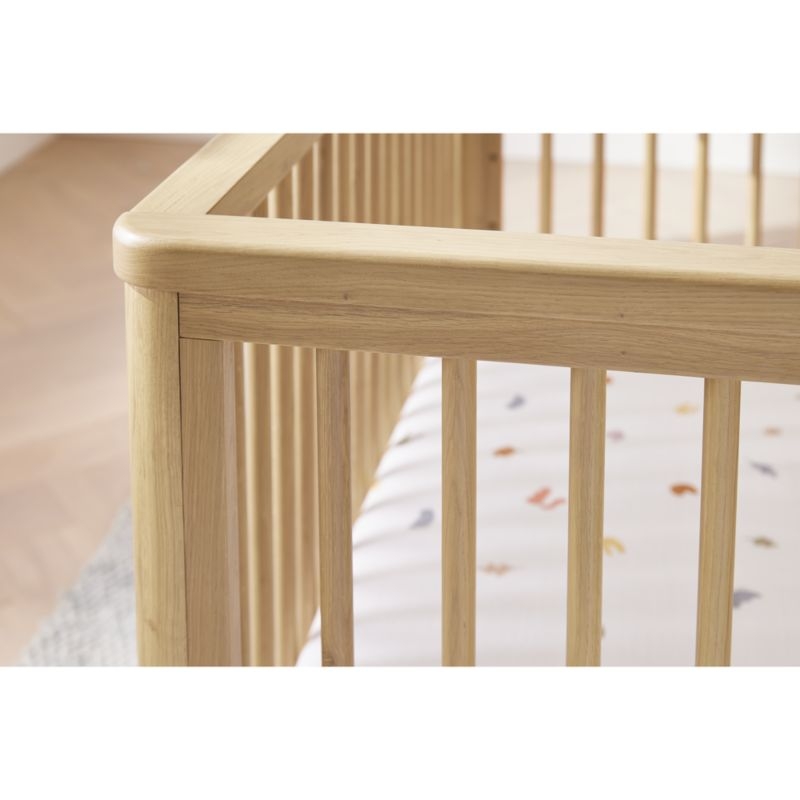 Bodie Natural Oak Wood Convertible Baby Crib with Toddler Bed Rail - Image 4
