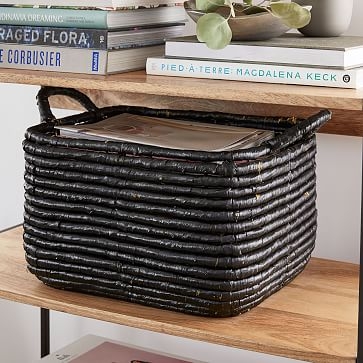 Woven Seagrass Baskets, Black, Large Rectangle - Image 3