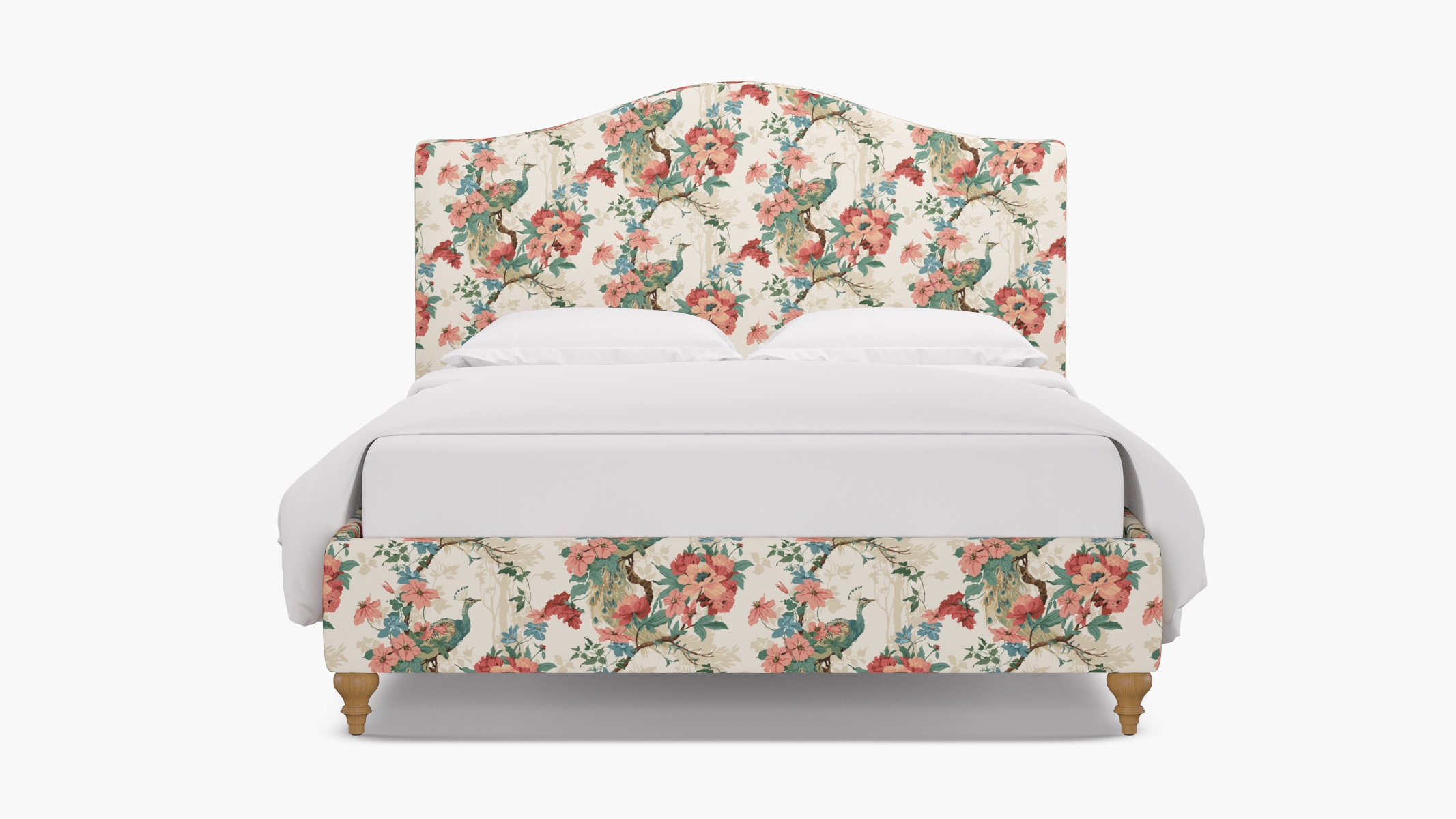 Camelback Bed, Rose Peacock Park, Natural Traditional Turned Leg, King - Image 0