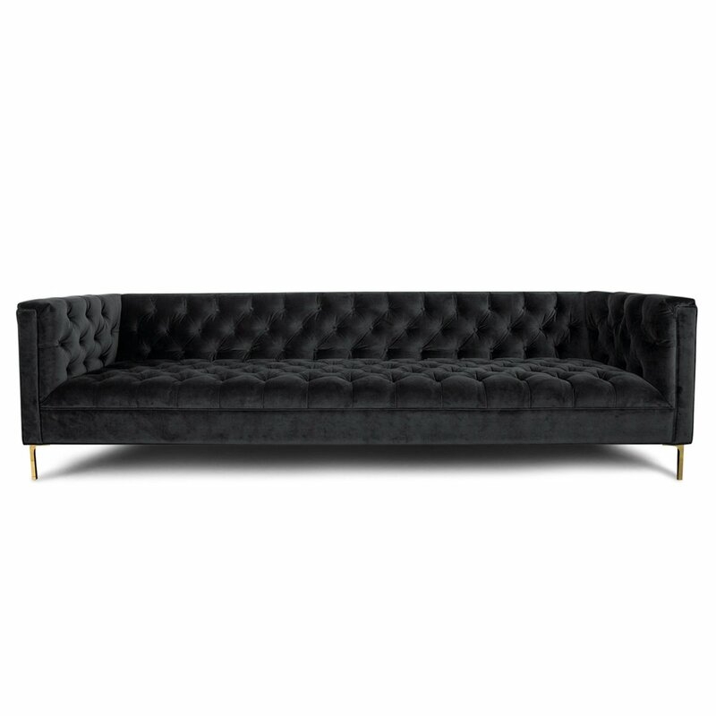 Hollywood Sofa Upholstery: Velvet - Black - Image 0