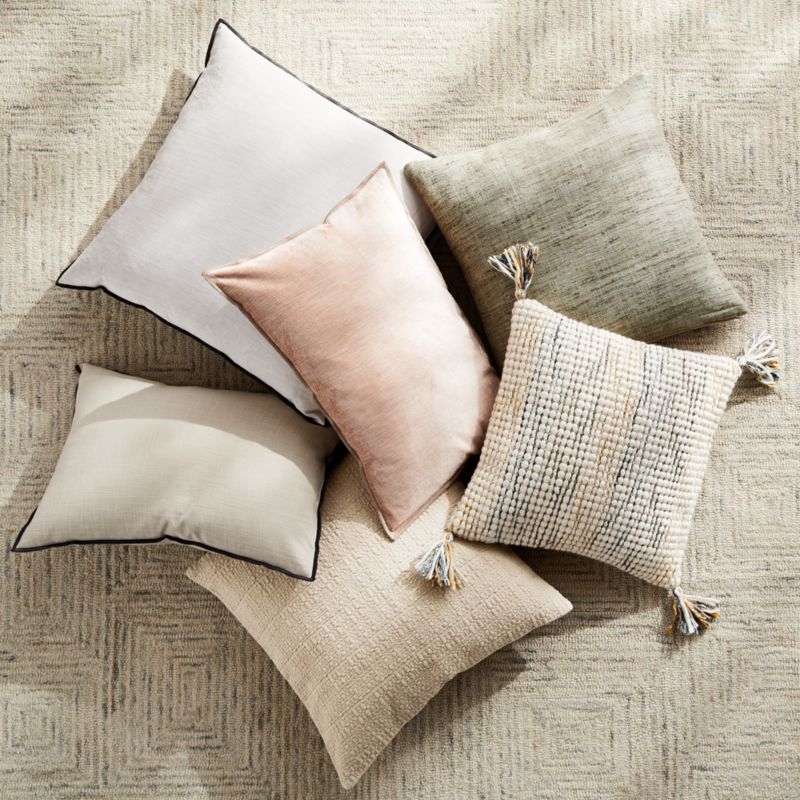 Bari 20"x20" Taupe Knitted Throw Pillow with Feather Insert - Image 1