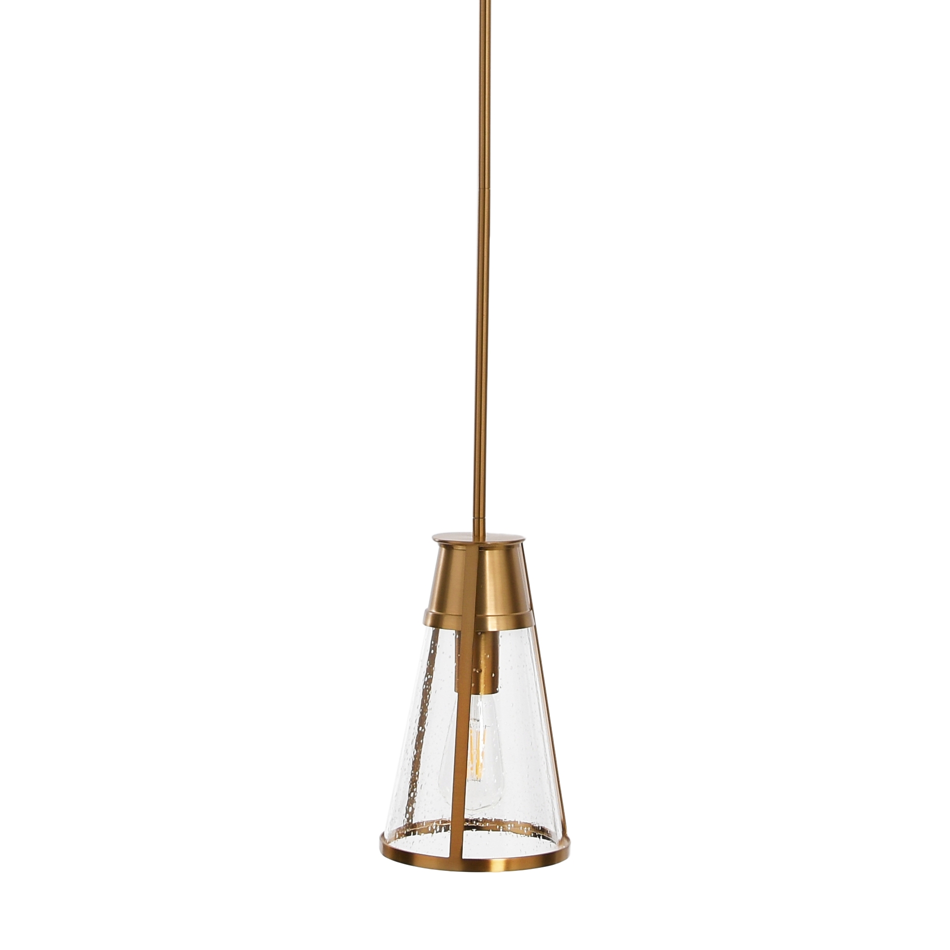 Robert Stevenson Lighting Jaxon - Metal and Seedy Glass Ceiling Light, Brushed Gold - Image 0
