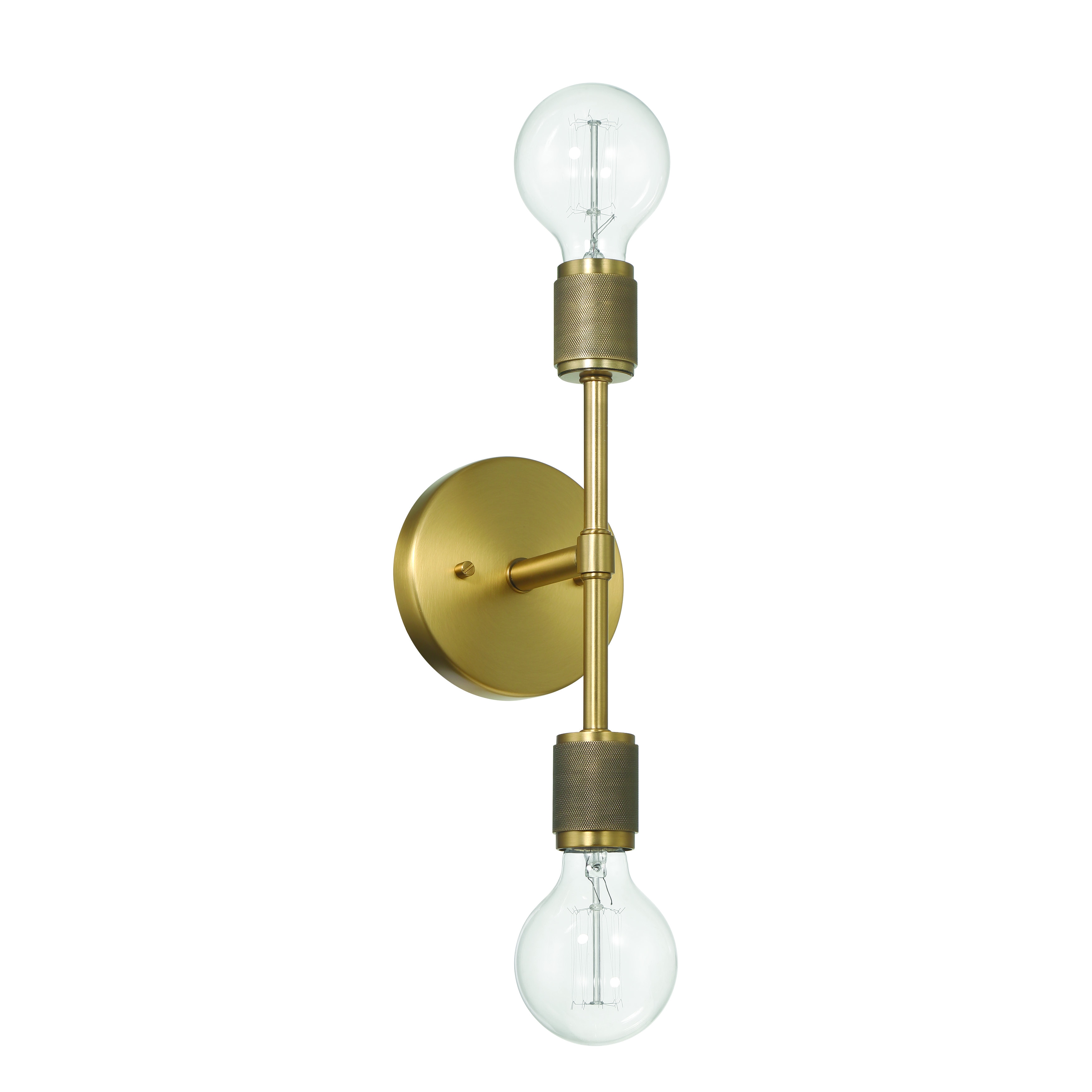 Maxim - Modern Minimalist Metal Exposed 2-Bulb Wall Sconce, Gold - Image 0