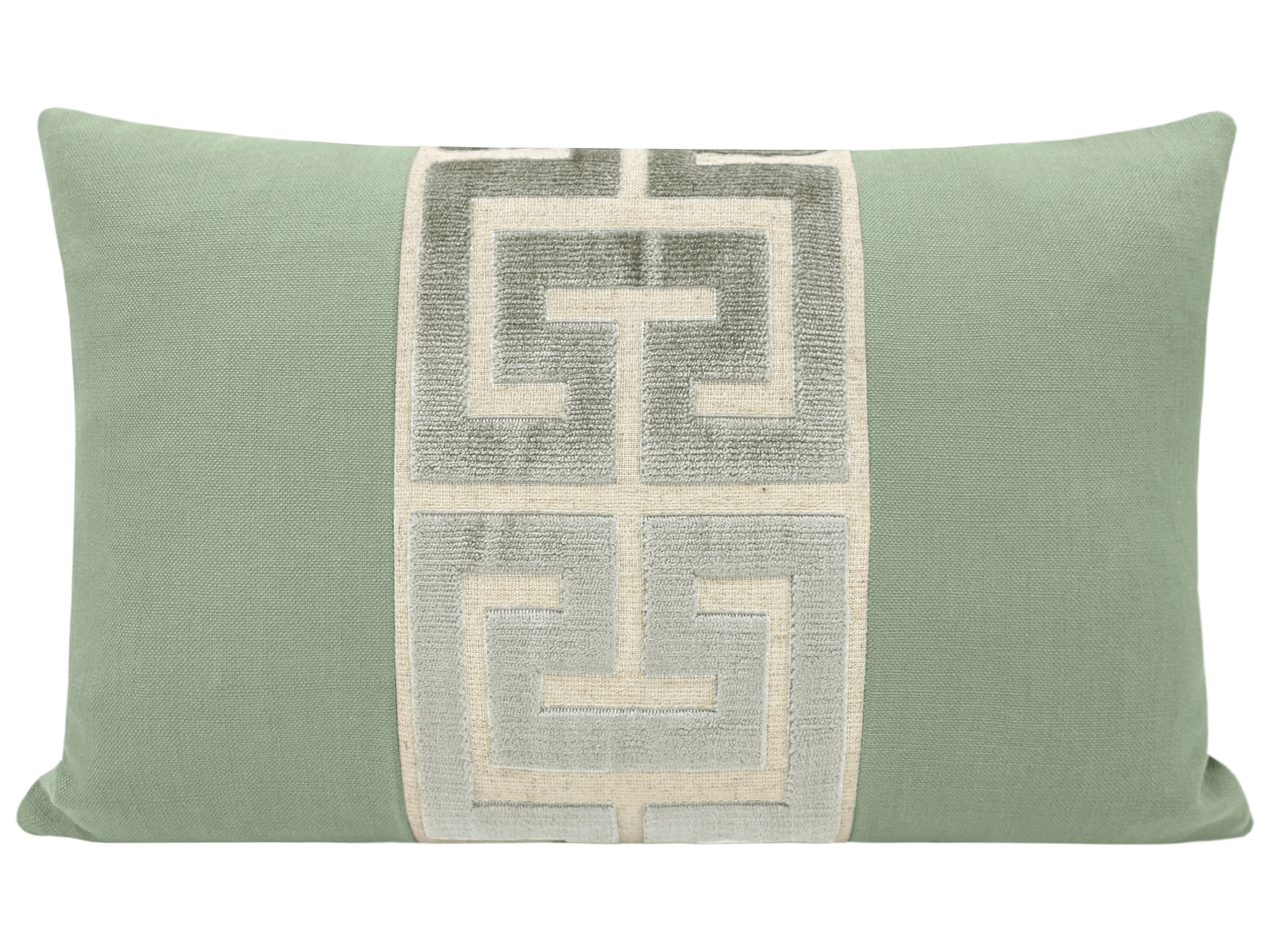 THE LITTLE LUMBAR :: CLASSIC LINEN // EUCALYPTUS + PLATINUM GREEK TRIM - LITTLE LUMBAR 12" X 18" - Image 0