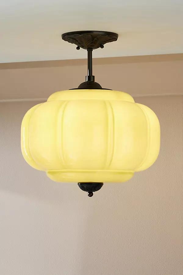 The Eloise Scallop Milk Glass Semi-Flush Mount Ceiling Light - Image 0
