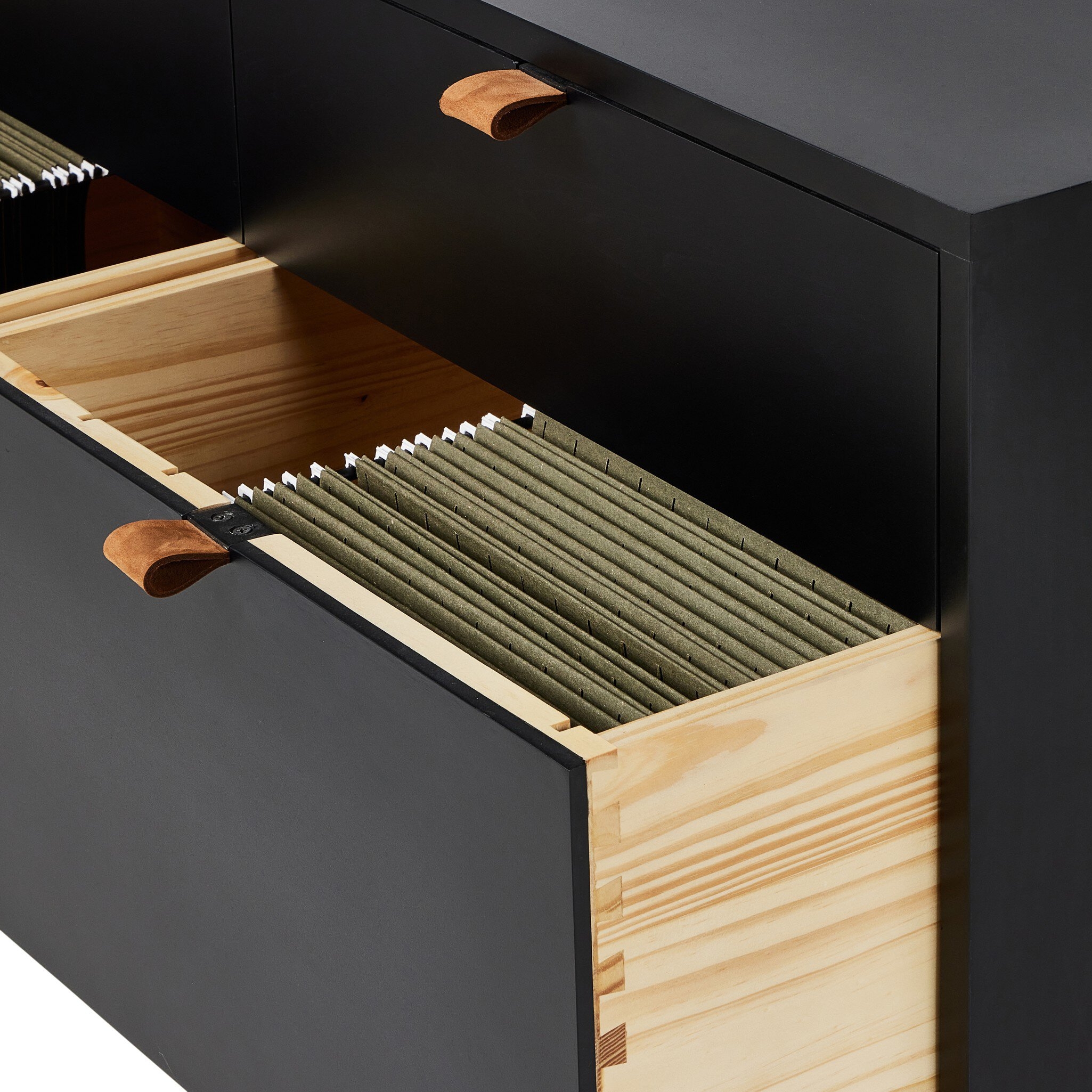 Trey Modular Wide Filing Cabinet - Black Wash Poplar - Image 9