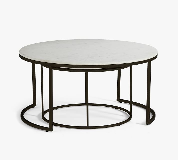 Delaney Round Marble Nesting Coffee Tables, Bronze - Image 5