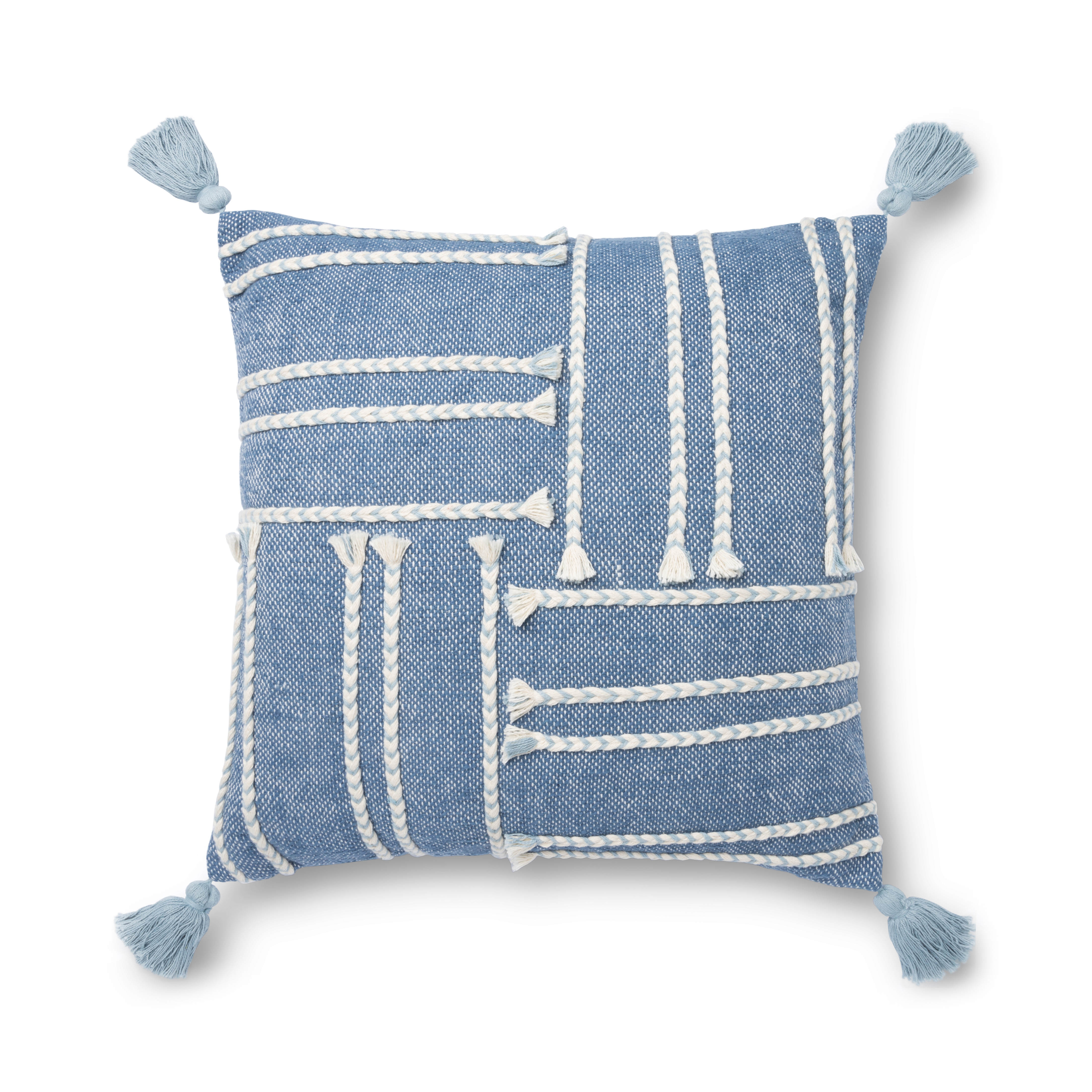 ED Ellen DeGeneres Crafted by Loloi Pillows P4117 Blue / White 18" x 18" Cover Only - Image 0