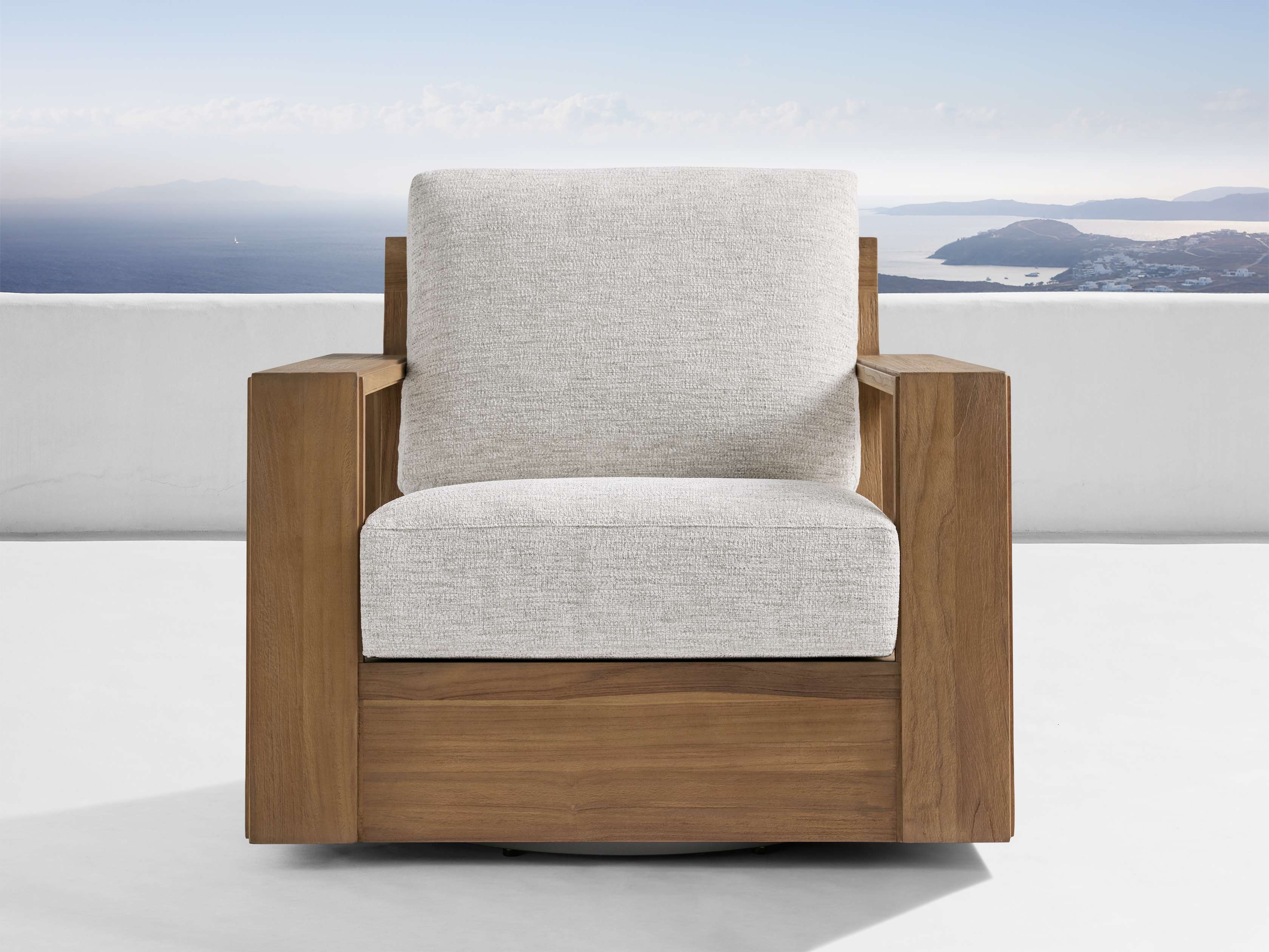 Canyon Outdoor Swivel Chair in Shardai Zinc Teak Natural /Weathered Fawn - Image 0