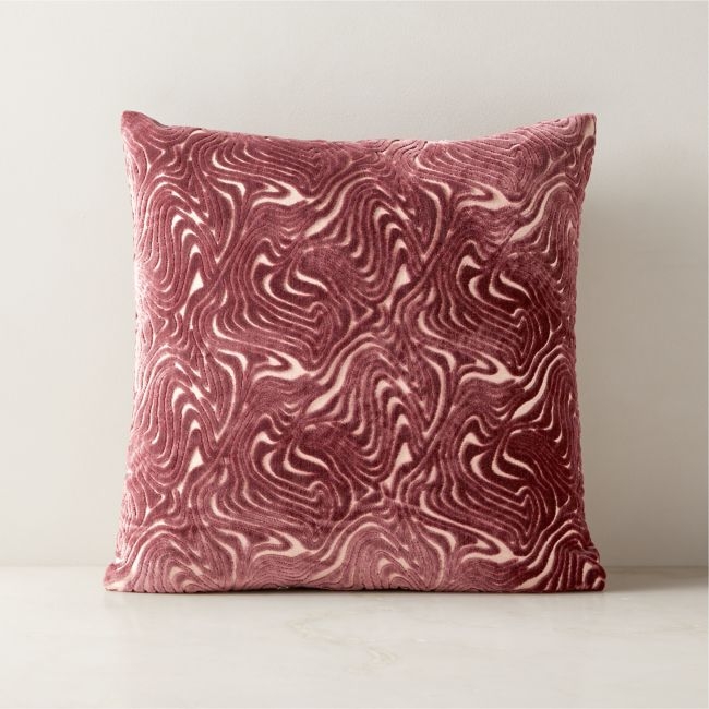 Maro Smoked Mauve Cut Viscose Throw Pillow with Down-Alternative Insert 18"x18" - Image 0