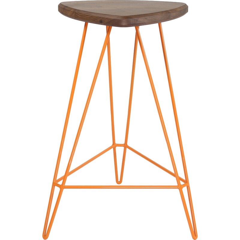 Tronk Design Madison Bar Stool Seat Height: Counter Stool (26" Seat Height), Frame Color: Orange, Seat Color: Maple - Image 0
