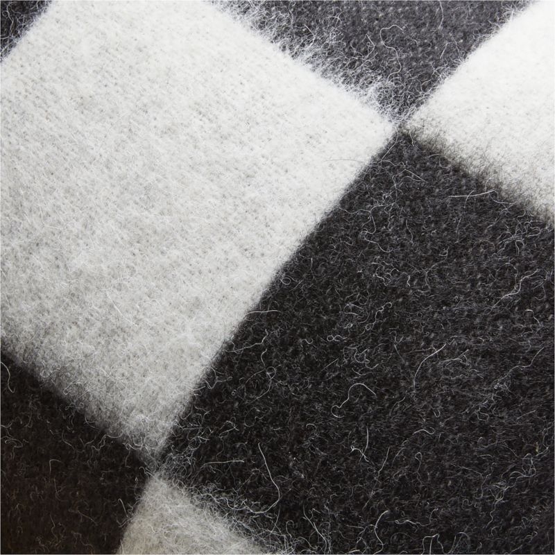 Crosby Black and Ivory Alpaca Lumbar Pillow with Feather-Down Insert 23"x11" - Image 1