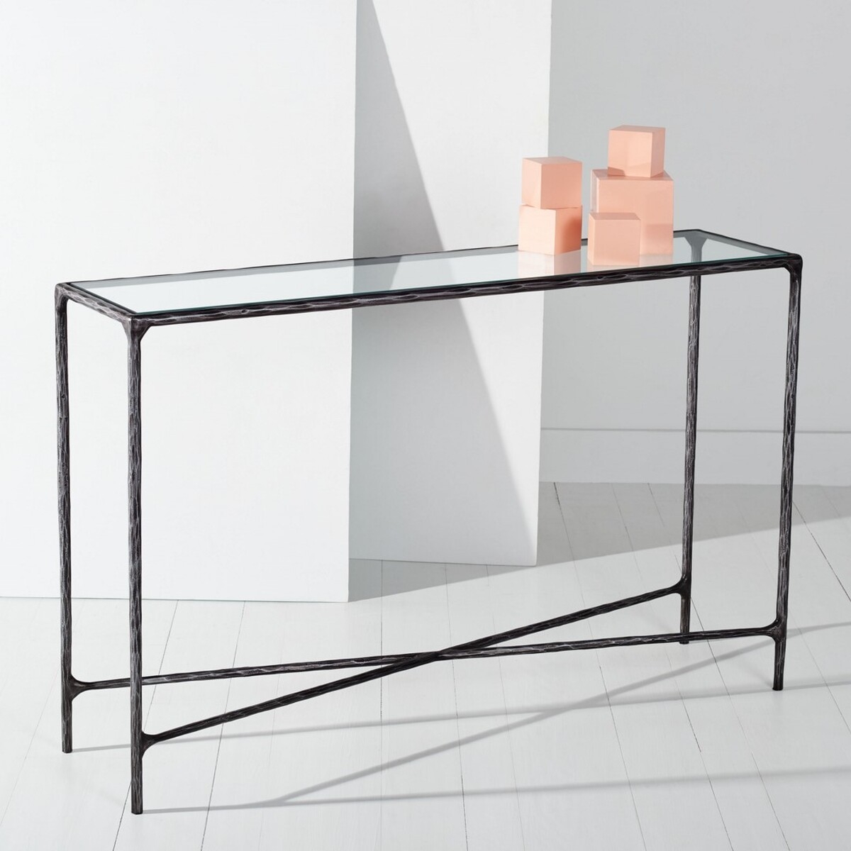 Jessa Forged Metal Rectangle Console Table - Black - Image 1