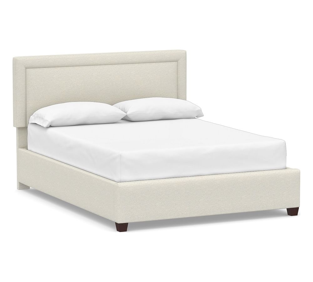 Elliot Square Upholstered Bed, Full, Performance Boucle Oatmeal - Image 0