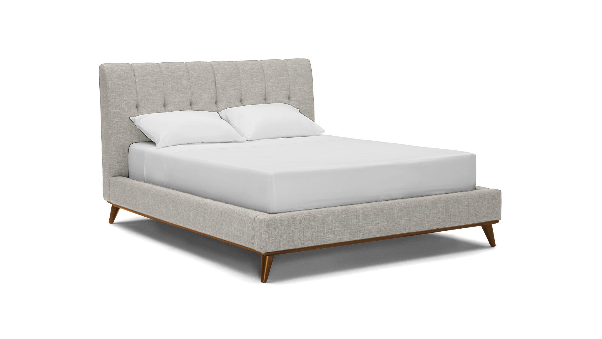 Gray Hughes Mid Century Modern Bed - Bloke Cotton - Mocha - Queen - Image 1