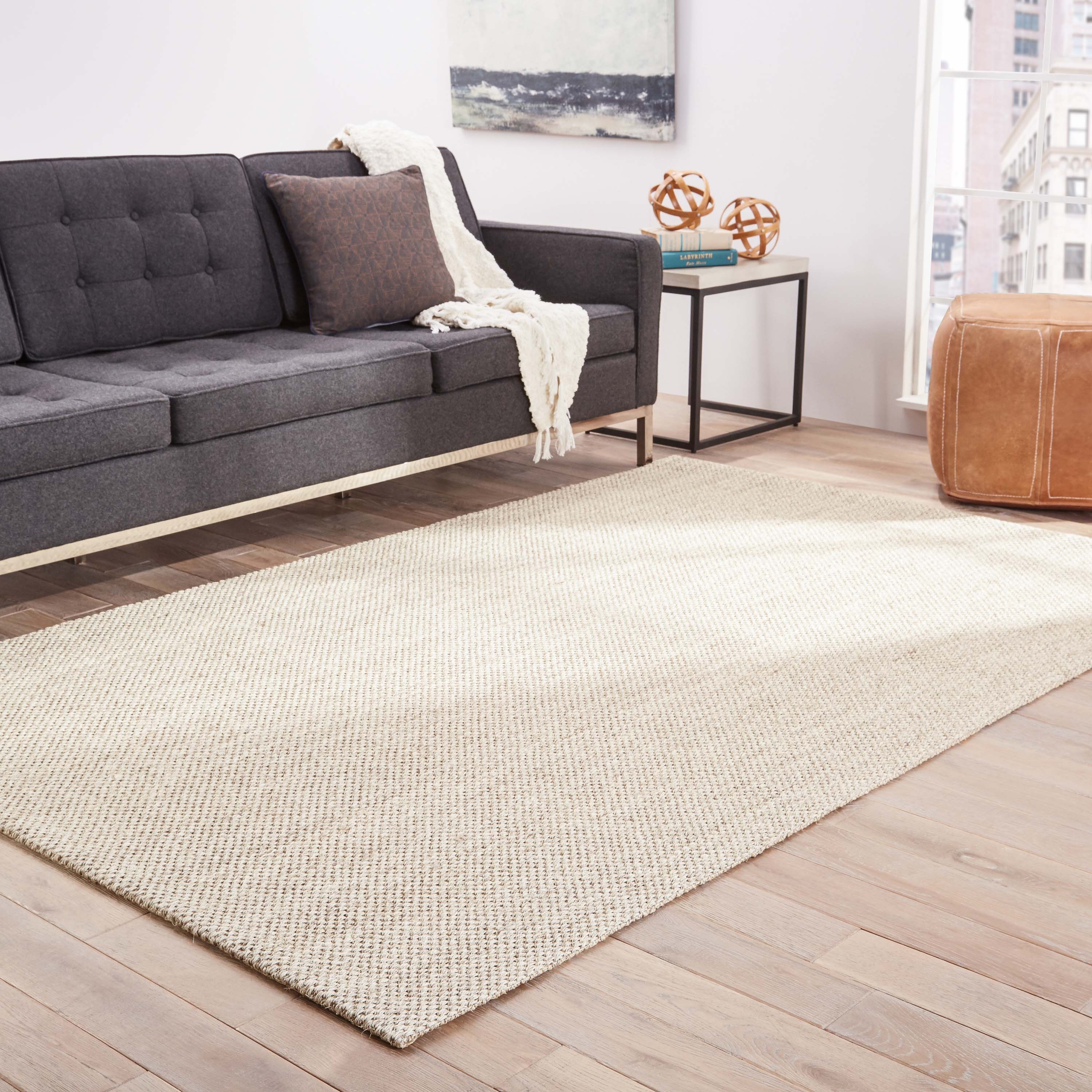 Naples Natural Solid White/ Taupe Area Rug  (12'X18') - Image 4