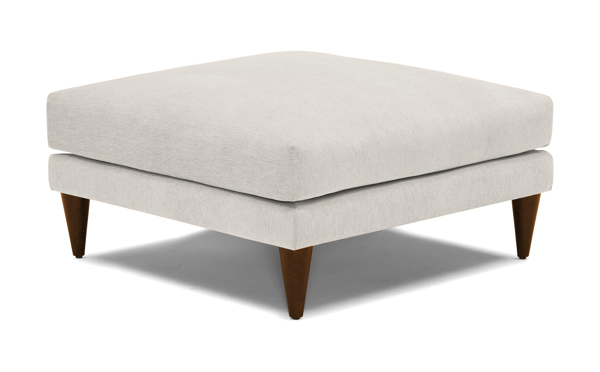 White Lewis Mid Century Modern Ottoman - Tussah Snow - Mocha - Image 1