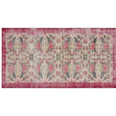 One-of-a-Kind McKellen Hand-Knotted 1960s Turkish Red/Light Gray 3'10" x 7'1" Area Rug - Image 0