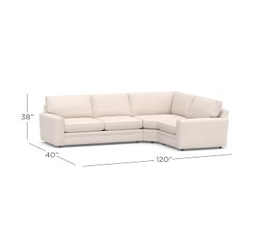 Pearce Square Arm Upholstered Left Arm 3-Piece Wedge Sectional, Down Blend Wrapped Cushions, Performance Boucle Pebble - Image 4