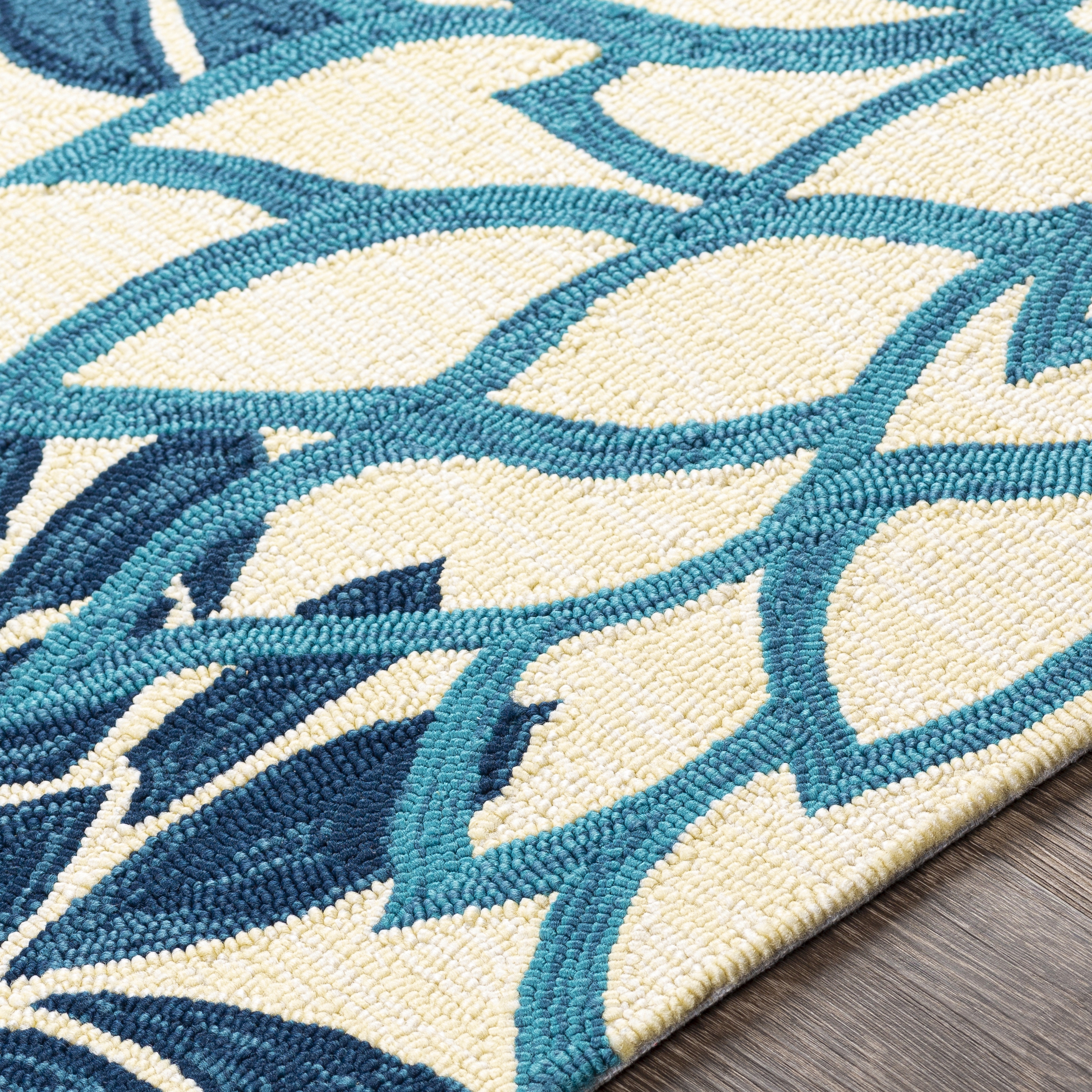 Rain Blue Outdoor 9' x 12' Handmade Rug - Image 3