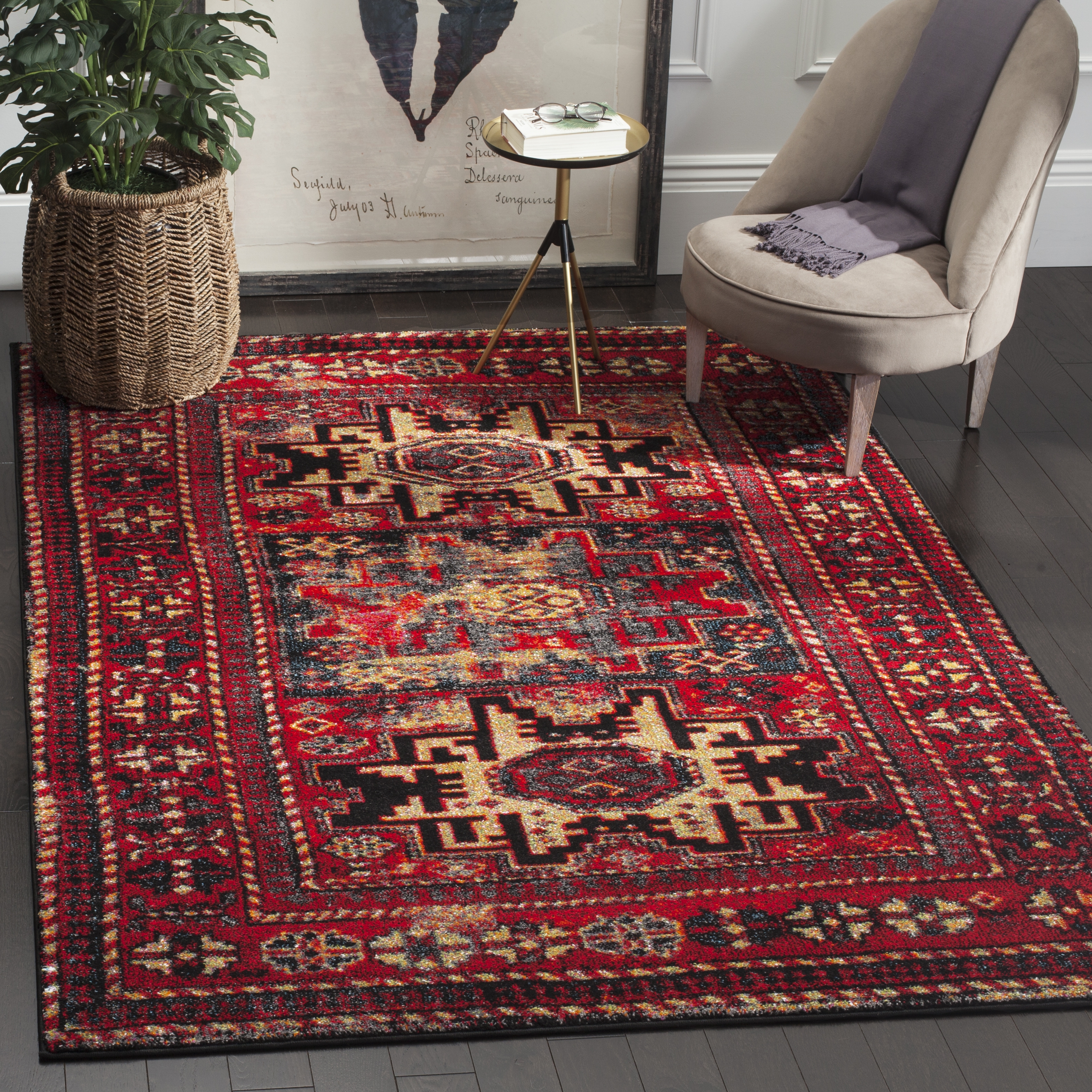 Arlo Home Woven Area Rug, VTH213A, Red/Multi,  5' 3" X 7' 6" - Image 1
