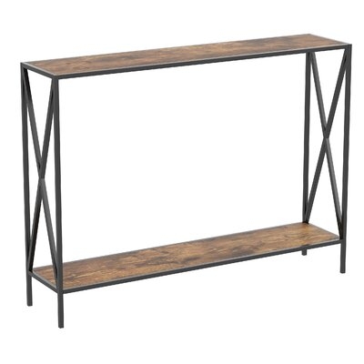 Console Table 39.5L Brown Reclaimed Wood 1 Shelf Black Metal - Image 0
