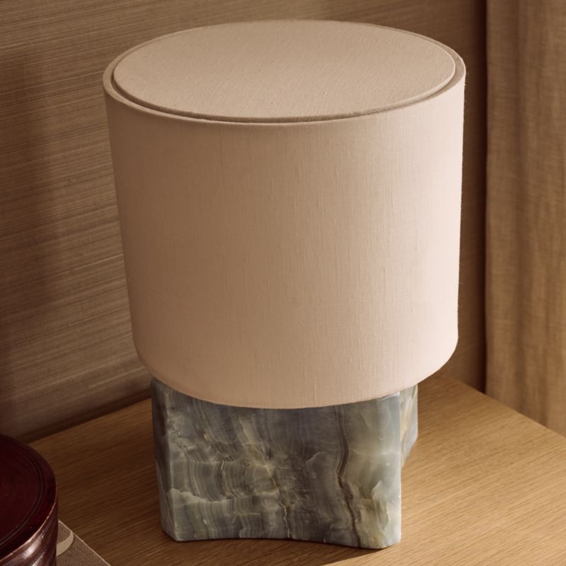 Anelle Petite Blue Onyx Table Lamp with Linen Shade - Image 3