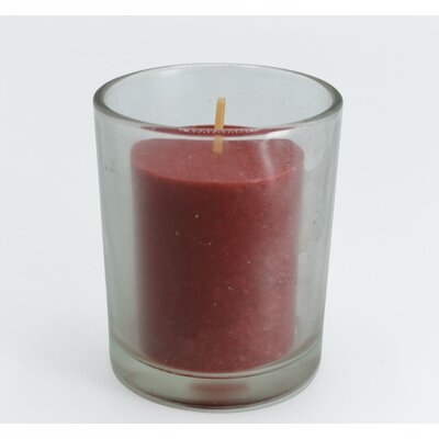 18 Purple Colored Unscented Wax Votive Candles In Glass Holder, 24 Hours Burn Time - Image 0