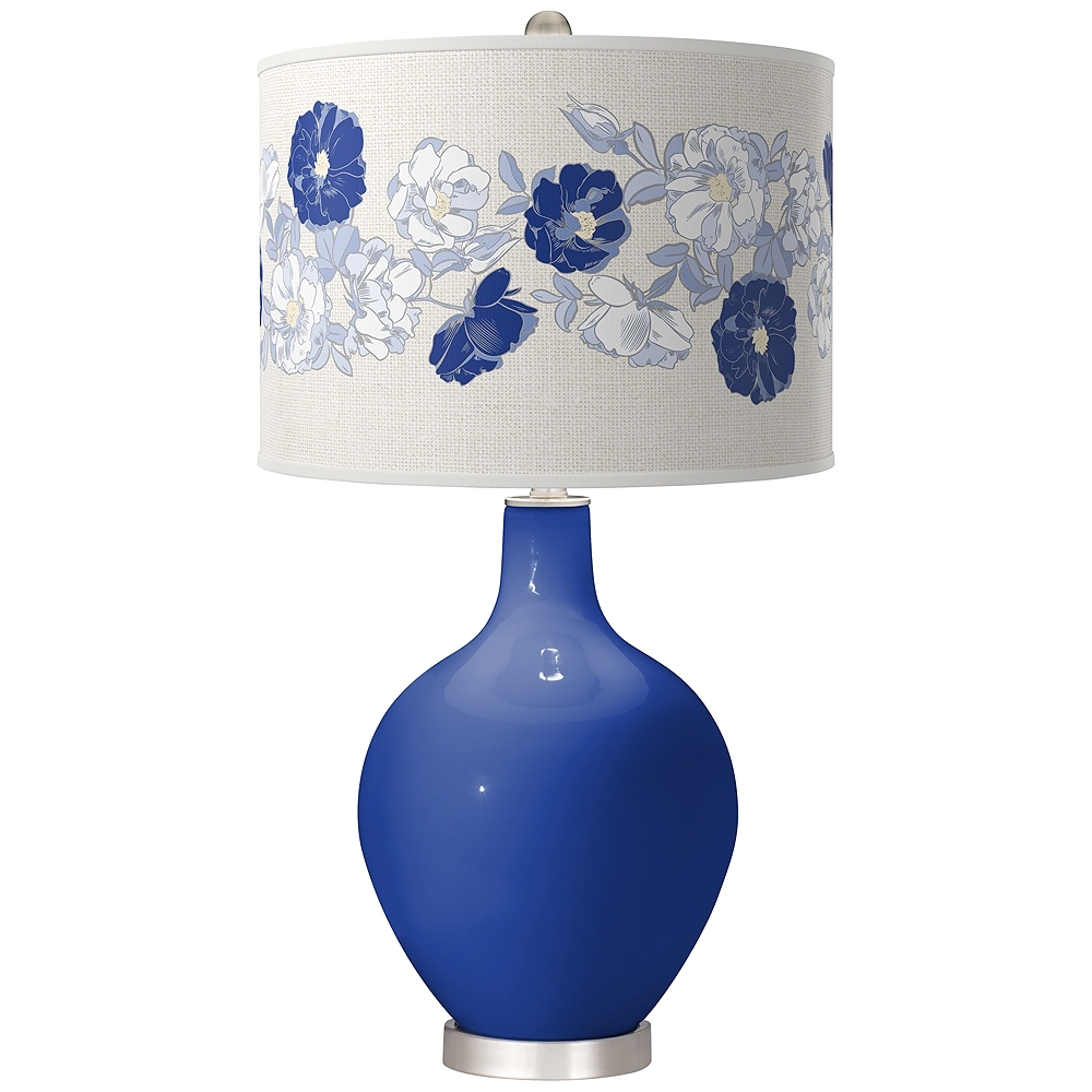 Color Plus Ovo 28 1/2" Rose Bouquet Shade Dazzling Blue Table Lamp - Image 0