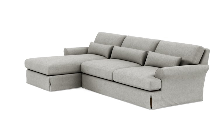 Maxwell Slipcovered Left Sectional with Grey Ore Fabric and Natural Oak with Antique Cap legs - Image 4